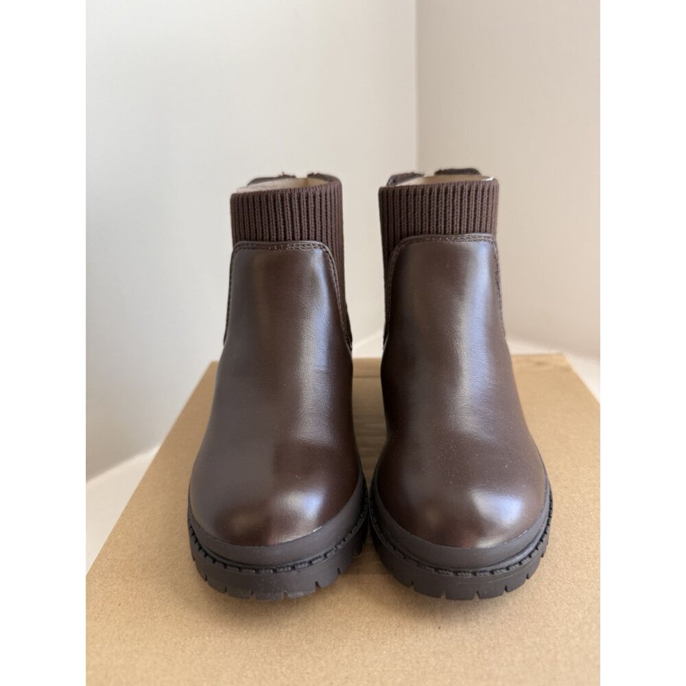 NWB Steve Madden Kids Hazzel Leather Ankle Boot Chocolate Brown Size 8 Kids [jb] - Picture 5 of 12